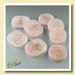 Set of rose quartz with Reiki symbols