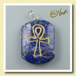 Pendant engraved with Ankh (Egyptian Cross) - Lapis Lazuli