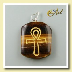 Pendant engraved with Ankh (Egyptian Cross) - Tiger Eye