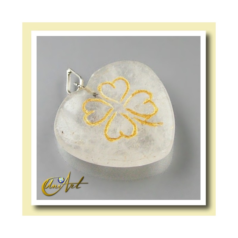 Clover heart pendant - crystal quartz