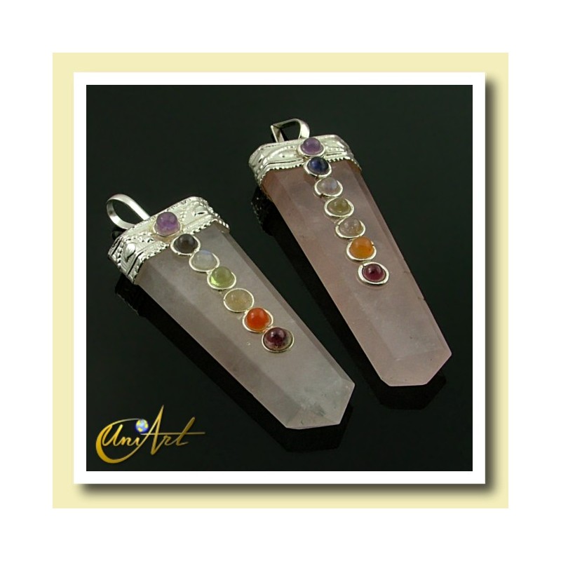 7 Chakras Pendant - rose quartz
