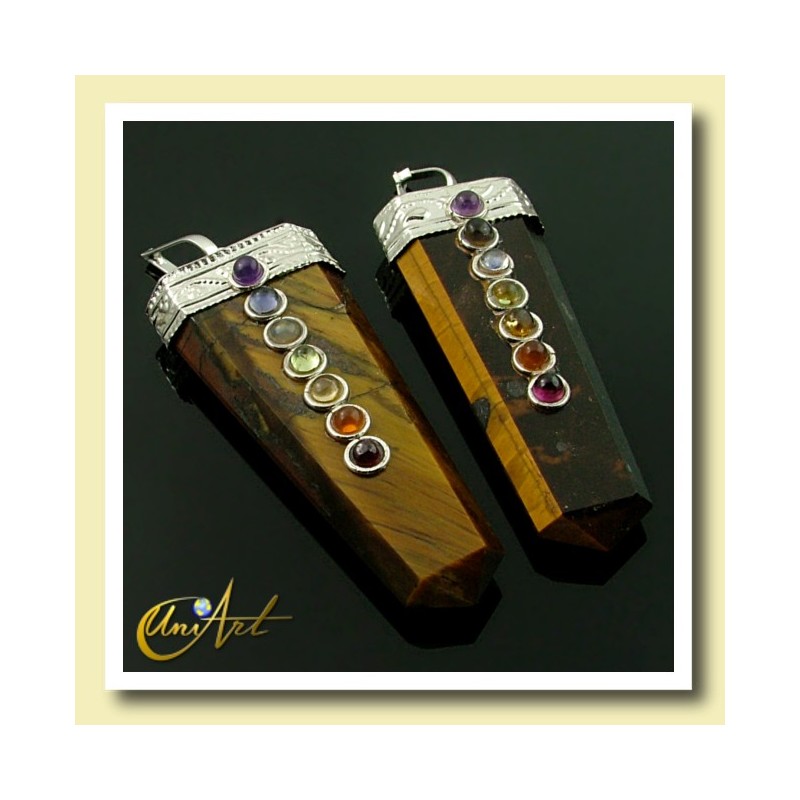 7 Chakras Pendant - tiger eye