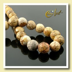 Picture Jasper Bead - 10 mm Round faceted - detail