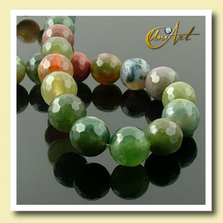 Indian Agate Bead - 10 mm Round faceted - detail