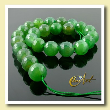 Green Agate Bead - 16 mm Round faceted