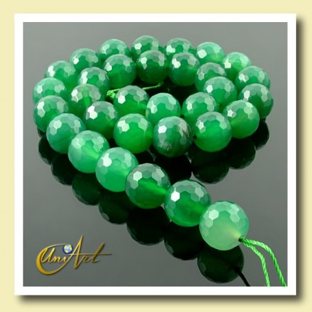 Green Agate Bead - 12 mm Round faceted