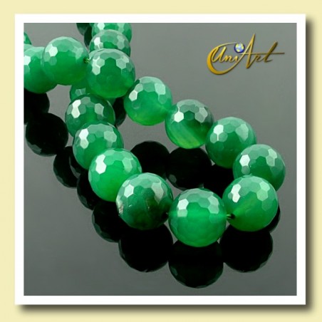 Ágata verde facetada 12 mm - tiras de bolas - detalle