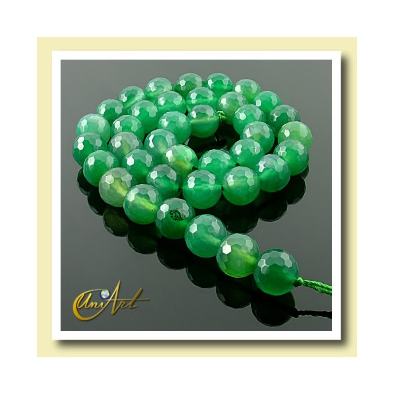 Green Agate Bead - 10 mm Round faceted