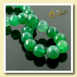 Green Agate Bead - 10 mm Round faceted - detail
