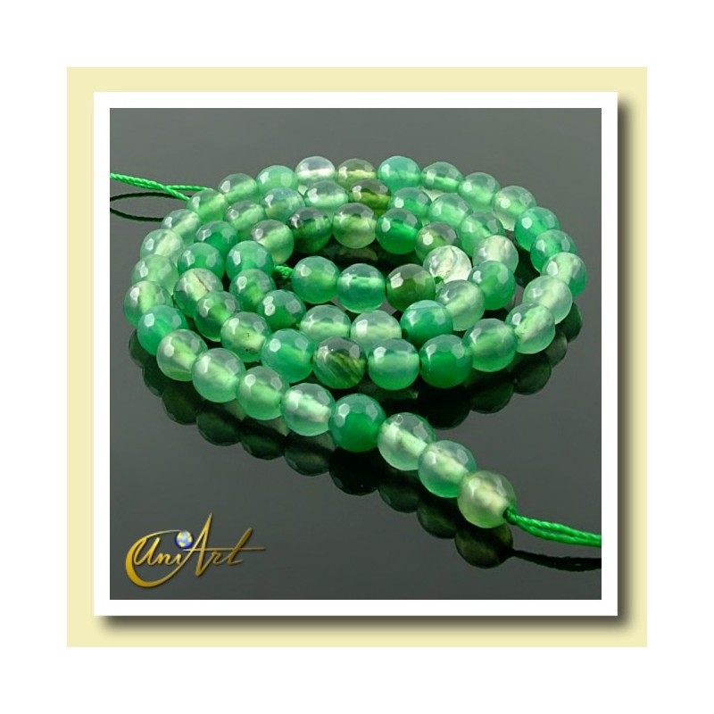 Green Agate faceted Bead - 6 mm Round