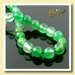 Green Agate faceted Bead - 6 mm Round - detail