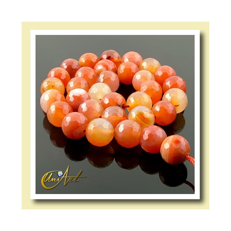 Faceted Carnelian Beads 12mm
