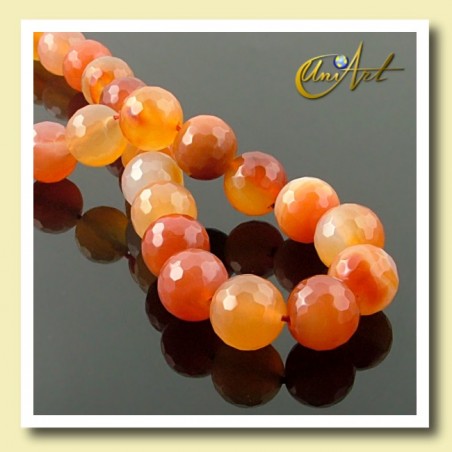 Faceted Carnelian Beads 12mm - detail
