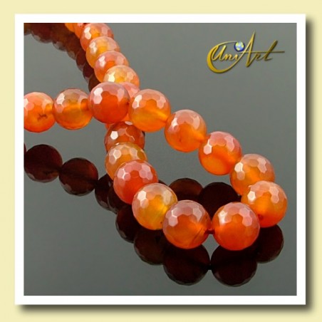 10 mm round beads of Carnelian - detail