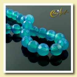 Blue Agate, 8 mm faceted round beads - detail