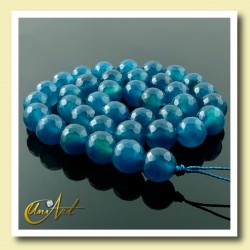 Blue Agate faceted, 10mm round beads