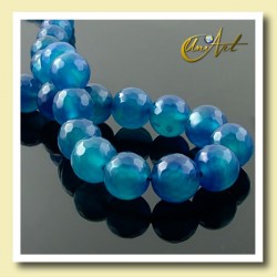 Blue Agate faceted, 10mm round beads - detail