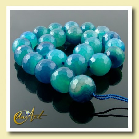 16mm blue agate beads faceted