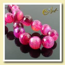 Strings of fuchsia agate faceted 16 mm