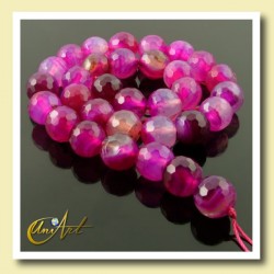 fuchsia agate, strings of 12 mm faceted beads - string