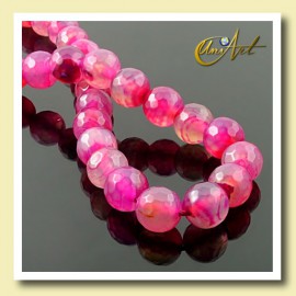 Fuchsia agate faceted beads 10 mm