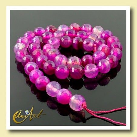 fuchsia Agate - 6 mm faceted round beads