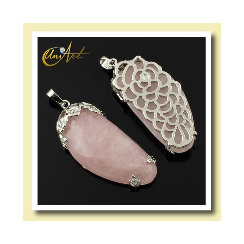 Colgante floral de cuarzo rosa