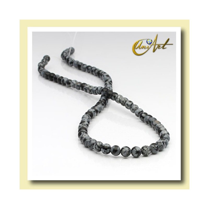 Snowflake obsidian round  beads - 4 mm
