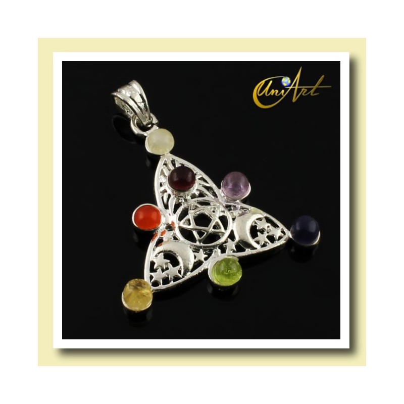Chakra pendant with Wiccan symbol