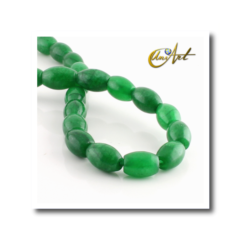 Green jade olive shape beads