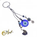 Evil Eye and chinese phoenix amulet Keychain