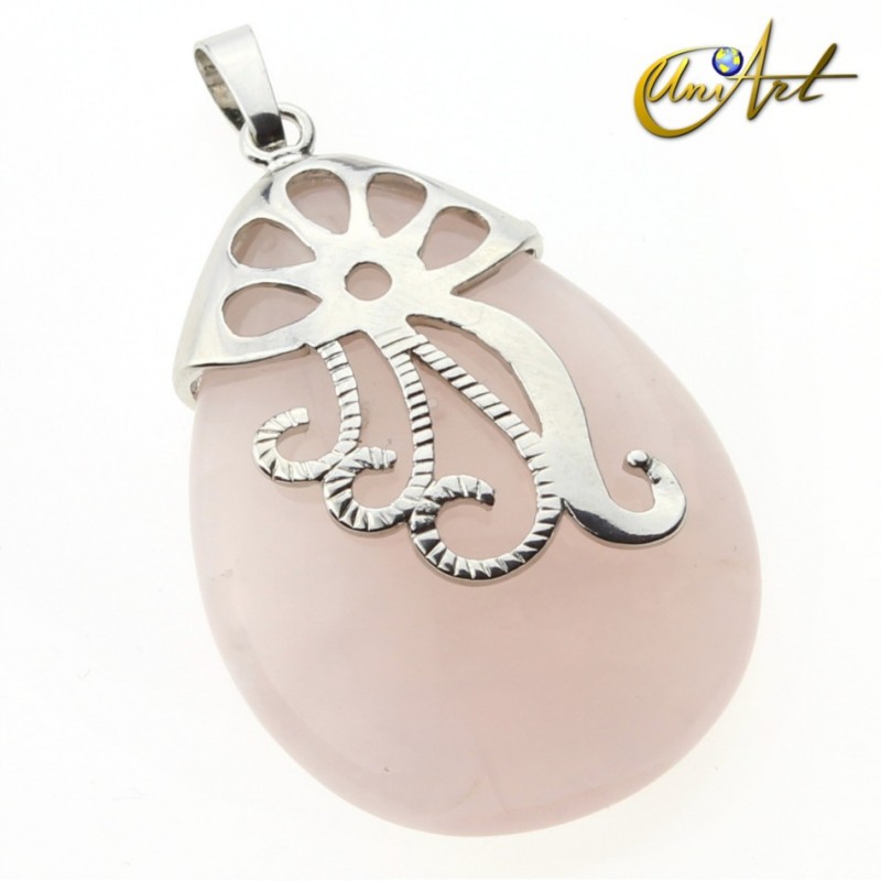 Colgante gota de amatista o cuarzo rosa