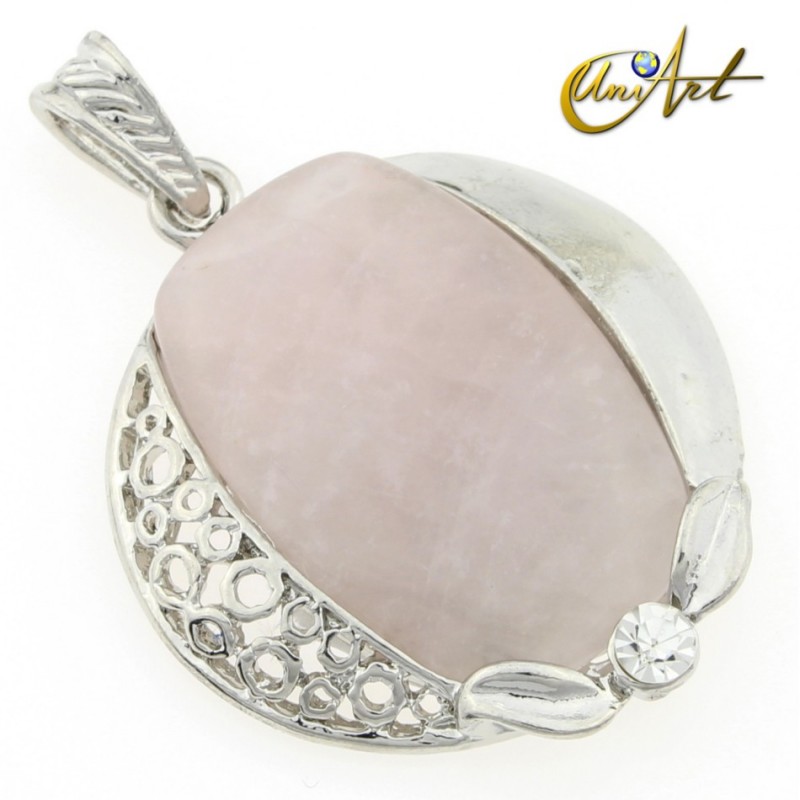 Rose quartz or tiger eye - omega pendant