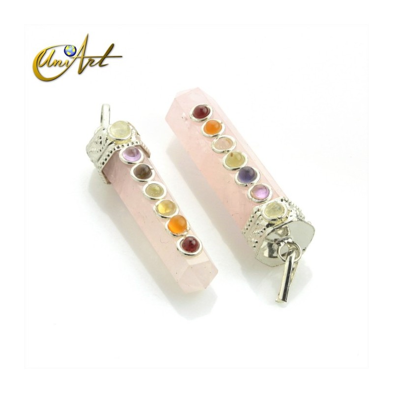 Rose quartz Pencil Point Pendant for the Chakras balance 