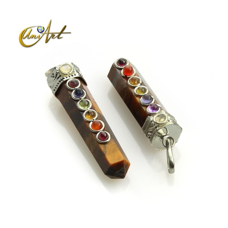 Tiger eye Pencil Point Pendant for the Chakras balance 
