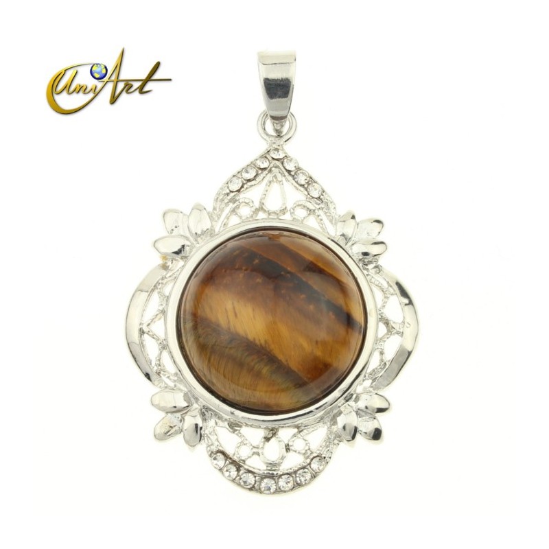 Round gothic tiger eye pendant