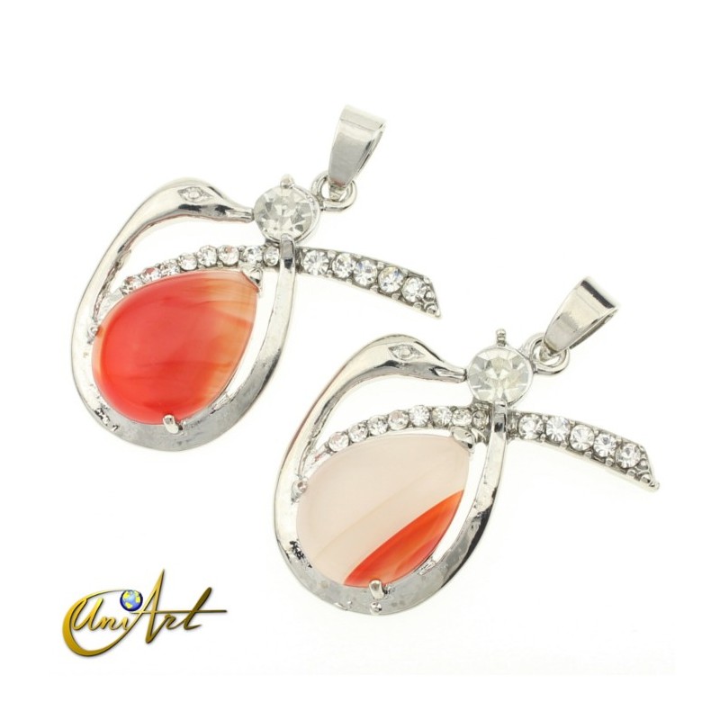 Swan red agate pendant