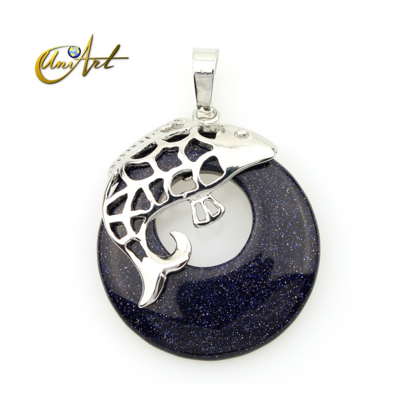 Fish pendant with purple goldstone donut