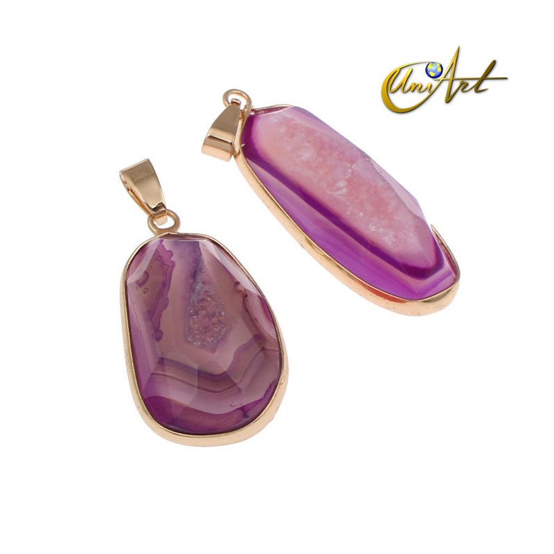 Faceted drusy purple agate pendant