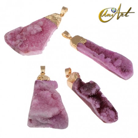 Purple agate druse pendant