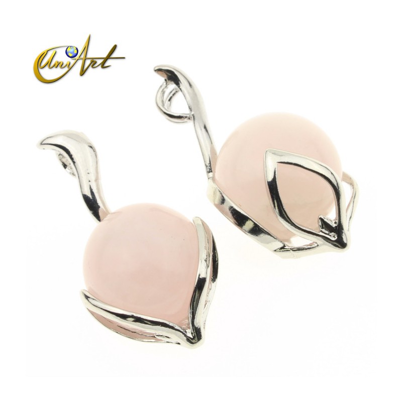 Fox rose quartz pendant