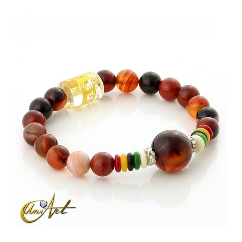 Brown agate bracelet with mantra