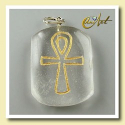 Pendant engraved with Ankh (Egyptian Cross) - crystal quartz