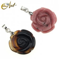 Natural stones rose carved pendant