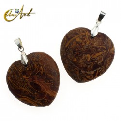 Heart-shaped coquina jasper pendant