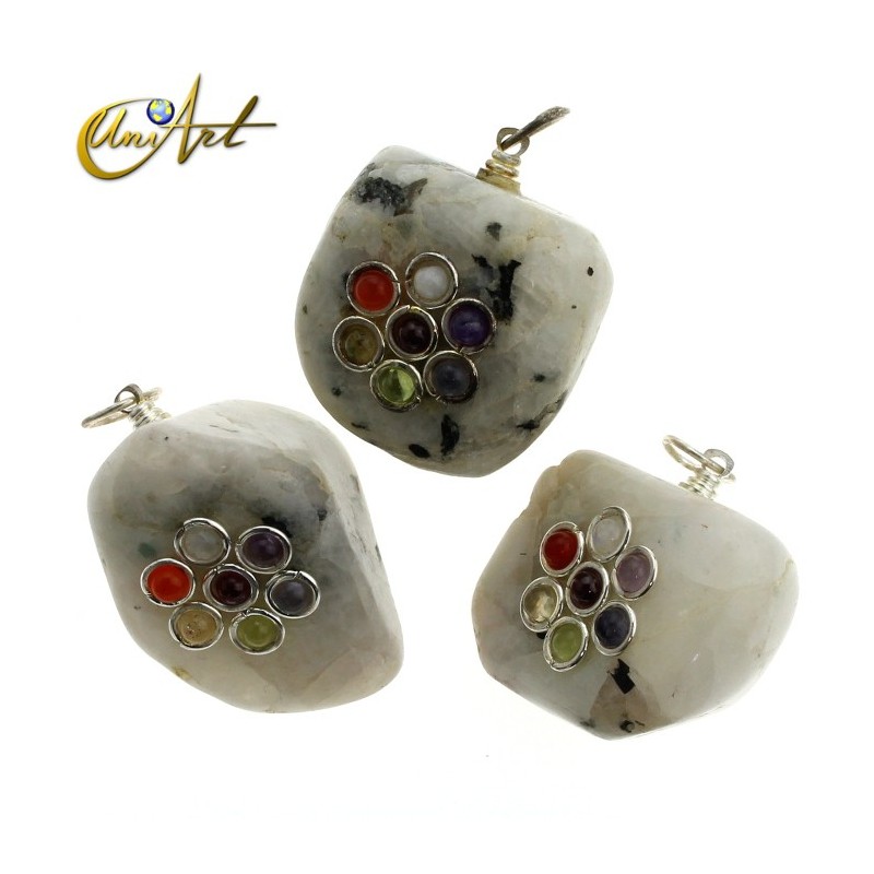 Tumbled stone Chakras pendant
