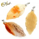 Red agate pendant in leaf shape