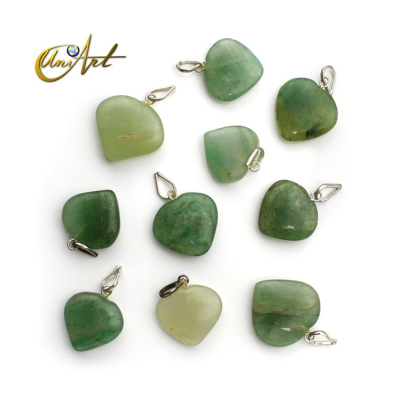 Lot of 10 gemstone heart pendants