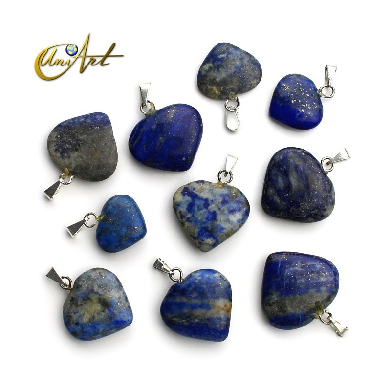 Lote de 10 corazones en piedras naturales - lapislázuli