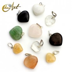 Lot of 10 gemstone heart pendants